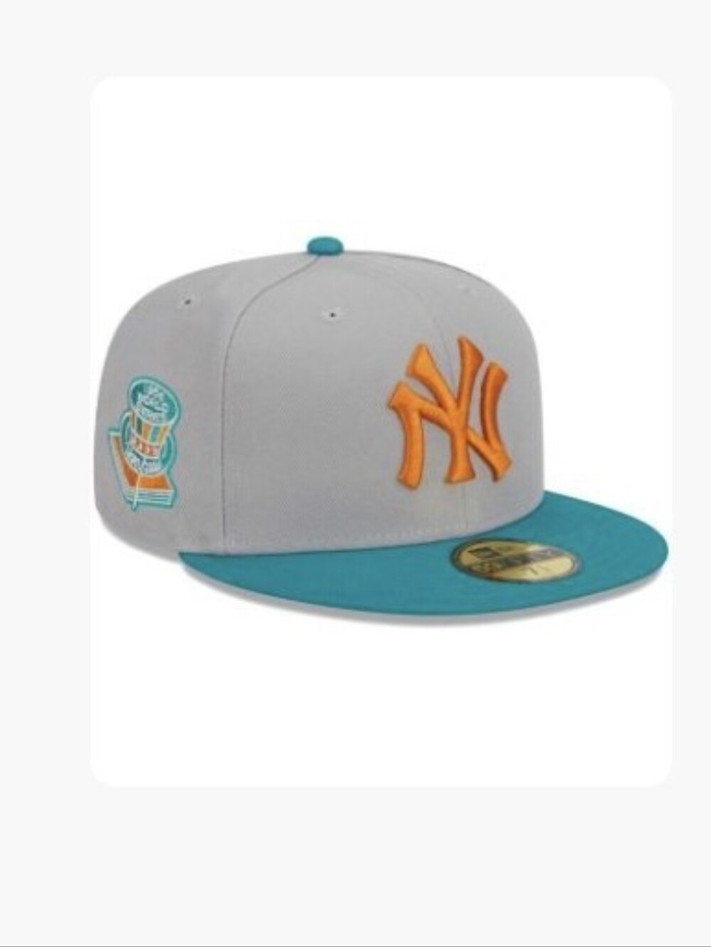 New York Yankees New Era 59FIFTY Fitted Hat - Gray/Teal 7 7/8- NEW